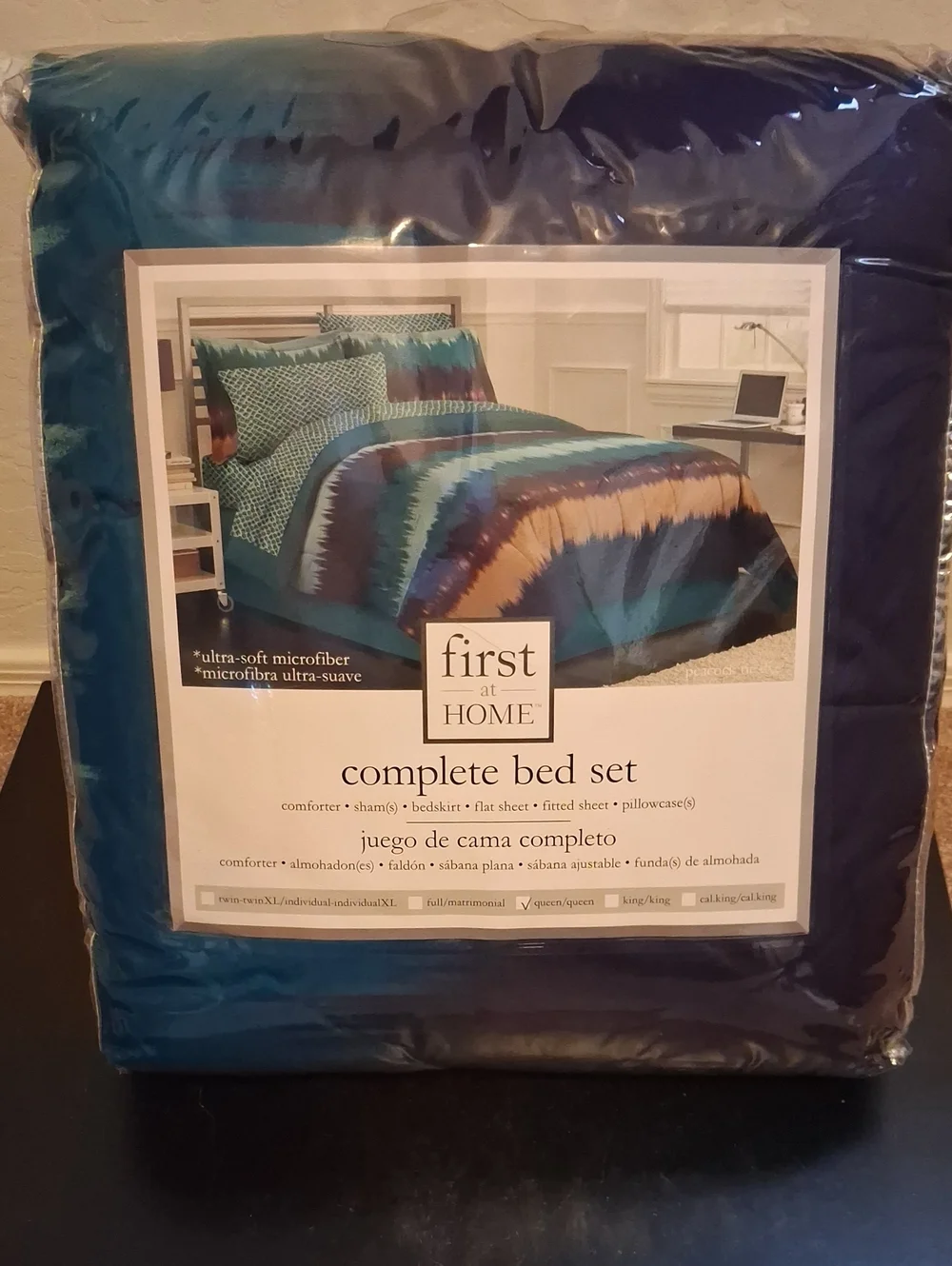 Blue Microfiber Complete Bed Set Peacock design coloring  - QUEEN